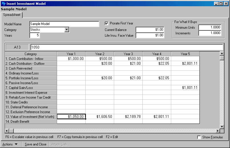 Sample Spreadsheet Created with Constants and Formulas