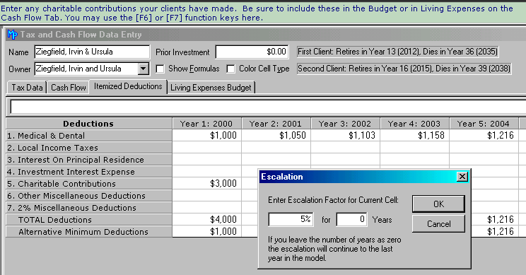 Itemized Deductions Tab