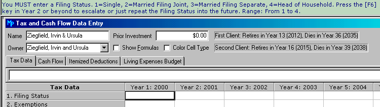 Tax Data Tab