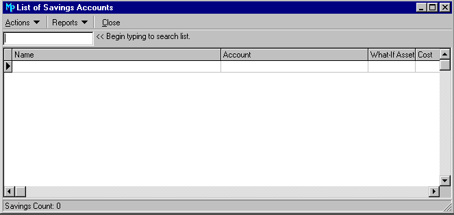 List of Savings Accounts
